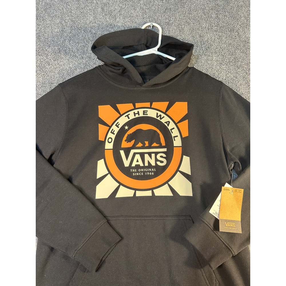 Vans Golden Oso Hoodie Black Graphic Pullover Sweatshirt Youth Large NEW